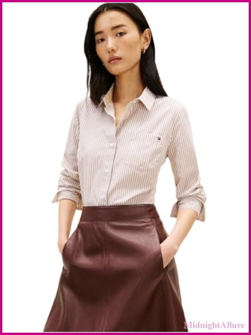 Women's Long Sleeve Button Down Shirt Cotton Poplin Regular Fit